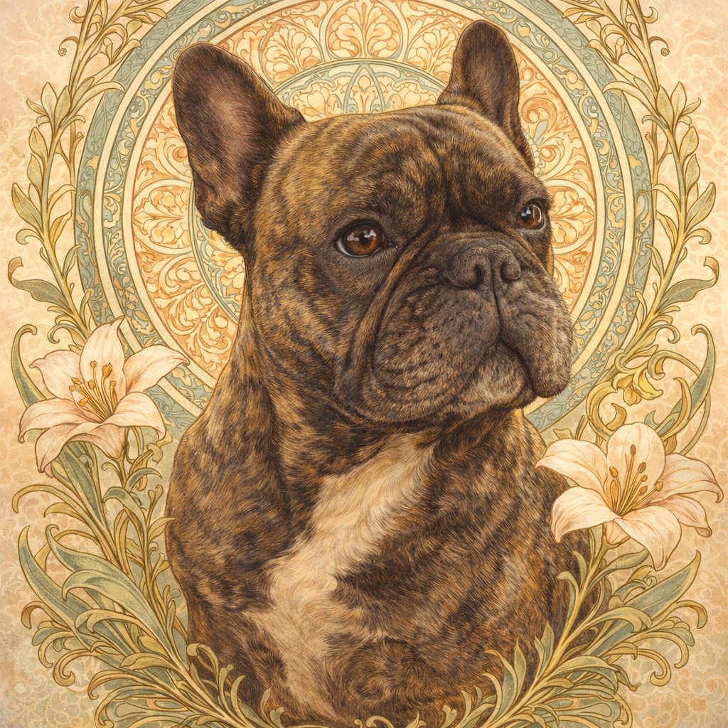Equestrian portrait in golden Art Nouveau style